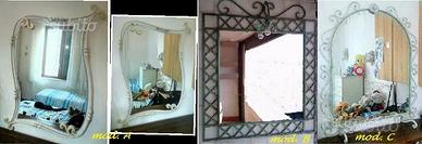 SPECCHIO in ferro pieno forgiato e battuto a mano