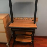 Scrivania portapc anni ottanta ferro battuto/legno