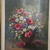 Coppia di dipinti floreali olio su tela