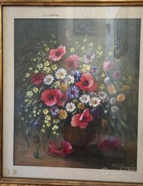 Coppia di dipinti floreali olio su tela