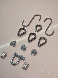 Kit accessori per funi e corde in acciaio