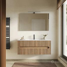 Mobile bagno sospeso 120 cm cannettato rovere