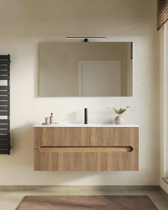 Mobile bagno sospeso 120 cm cannettato rovere