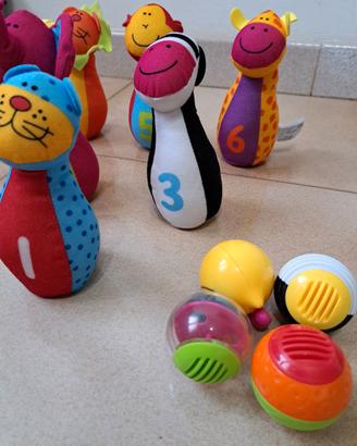 Set bowling in stoffa con palline sonore
