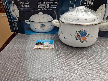 pentola vintage acciaio smaltato provincial Bouque