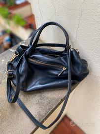 Borsa nera in vera pelle