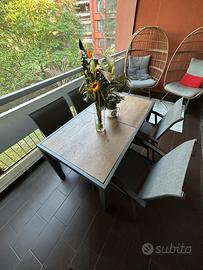 Set tavolo con sedie da giardino 140 X 75