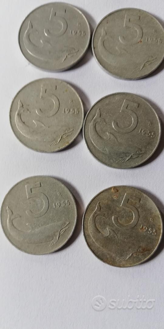 6 monete Rep. Italiana da lire 5 anno 1955 - Collezionismo In vendita a ...
