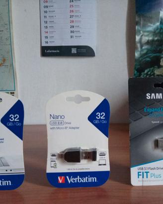Samsung USB 3.1, Verbatim USB 3.0, 2.0 mini nuove