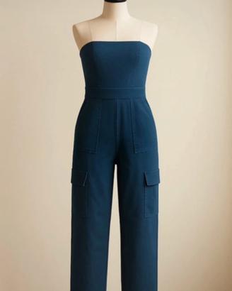Tuta intera nuova effetto jeans cargo taglia unica