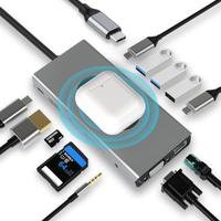 USB C HUB con Ricarica Wireless, 13 in 1, Docking