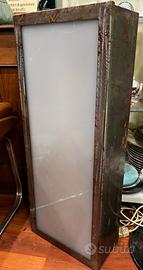 Lampada industrial anni 80 in ferro e vetro