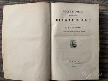 Libro Antico Ugo Foscolo-Prose e poesie, 1892