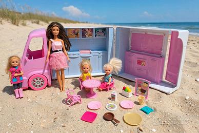 Furgoncino gelati Barbie +Barbie grande+3 piccole+