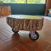 tavolino a tronco di legno 