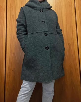 Cappotto Lana Cotta Verde acqua con Cappuccio