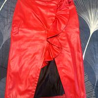 Gonna rossa in ecopelle