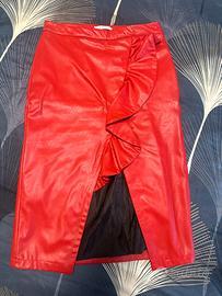 Gonna rossa in ecopelle
