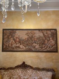 Arazzo francese vintage pastorale incorniciato