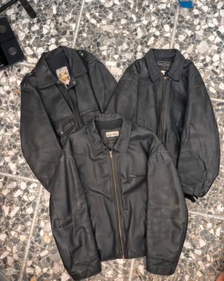 Set 3 giacche in pelle vintage biker, aviatore