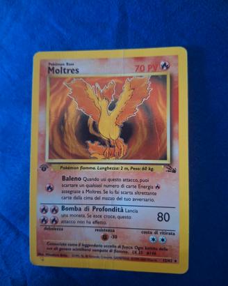 Carta pokemon Moltres 12/62 prima edizione