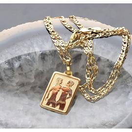 CATENINA E SEGNO ZODIACALE GEMELLI IN ORO 18 KT