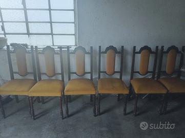 Set di 6 Sedie in noce in stile Luigi XIII