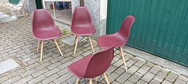 4 sedie pvc e legno rosso bordeaux sala cucina