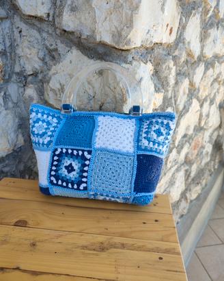 borsa granny, jeans e cotone 