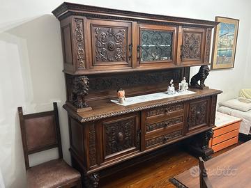 Mobili antichi in noce  sala completa