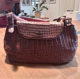 Borsa marrone con stampa coccodrillo . Buon stato.