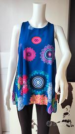 Blusa estiva blu con disegni mandala 