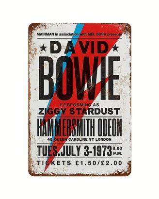 DAVID BOWIE 2 RARE TARGHE IN METALLO+ADESIVO