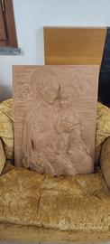scultura in terracotta con Madonna e Gesù bambino 