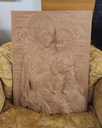 scultura in terracotta con Madonna e Gesù bambino 