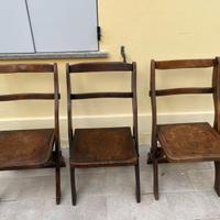 Tre sedie "pieghevoli da cinema/teatro primi '900