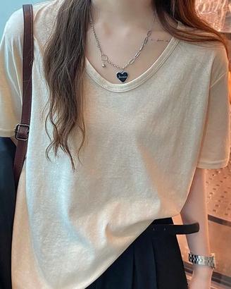Maglietta a maniche corte da donna color khaki