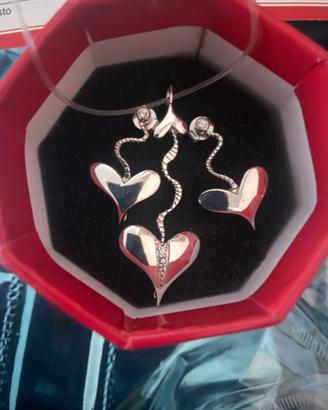 Set Orecchini e Pendente in Arg925 e Zaffiri bianc