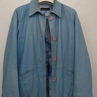 giacca pelle azzurra
