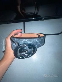 Cintura Gucci Nera Logo Argento
