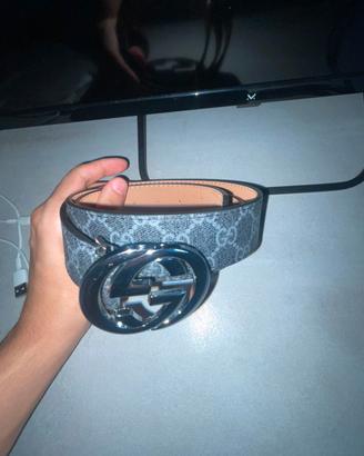 Cintura Gucci Nera Logo Argento