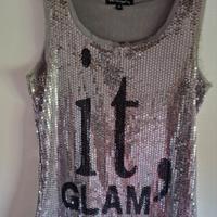Top in Paillettes argento, taglia M