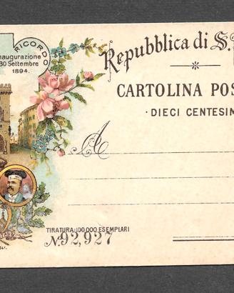Cartolina San Marino 1894 - Inaugurazione Palazzo