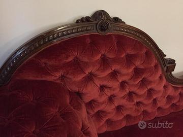 Dormeuse antica ottocentesca in legno intagliato