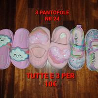 Lotto 3 pantofole ciabatte nr 24