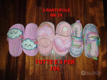 Lotto 3 pantofole ciabatte nr 24