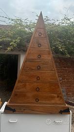 Cassettiera triangolare  – legno esotico