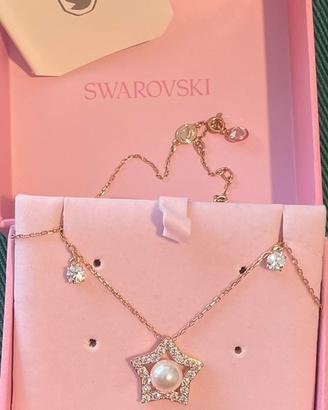 Collana Swarovski stella bianca, placcato oro rosa