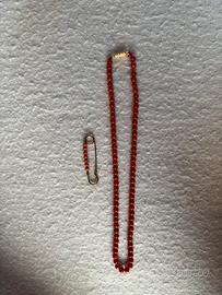 Collana  e spilla corallo