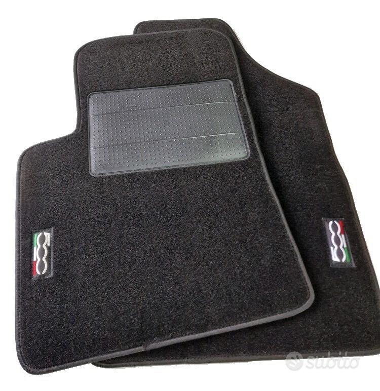Set Tappeti Auto Fiat 500 Storica F L R Con Logo Abarth Bordo Rosso Moquette Nero Con Rinforzo Battitacco E Velcro Di Fissaggio Ricamato - 9